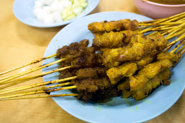 istock Malaysian food chicken and beef sate or satay 852766250