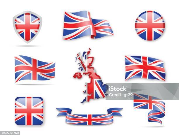 United Kingdom Flag Collection Stock Illustration - Download Image Now - British Flag, Arranging, Badge