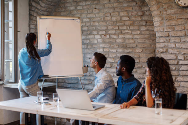 istock Freelance business people with board having discussion 852768904