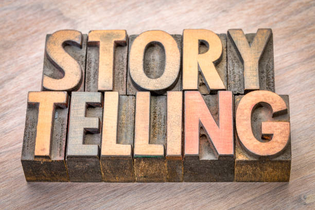 istock storytelling word abstract in wood type 852770116
