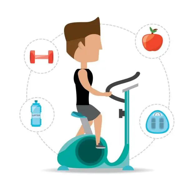 Vector illustration of person do exercise to healthy lifestyle