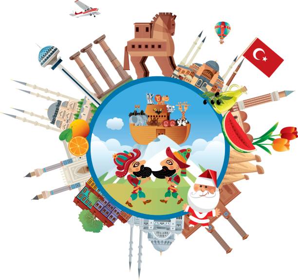 illustrazioni stock, clip art, cartoni animati e icone di tendenza di viaggio in turchia - ayvacık