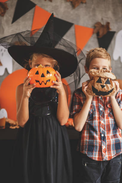 istock Playful children at Halloween party 852785068
