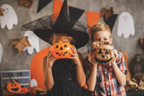 istock Playful children at Halloween party 852785072