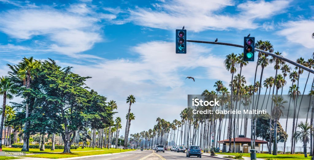 Cabrillo boulevard in Santa Barbara Cabrillo boulevard in Santa Barbara. California, USA City Of Los Angeles Stock Photo