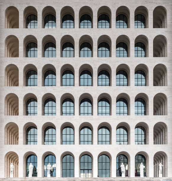 palazzo della civilta italiana, aka square colosseum, rzym, włochy - civilta zdjęcia i obrazy z banku zdjęć