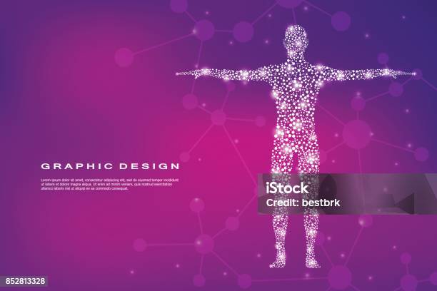 Abstract Human Body With Molecules Dna Medicine Science And Technology Concept Vector Illustration Stock Illustration - Download Image Now