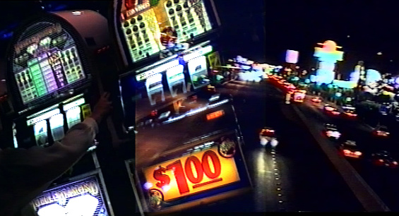 USA. Las Vegas. South Las Vegas Boulevard 'The Strip' and slot machines.