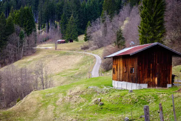 A barn in Kleinwalsertal which is a beautiful valley in Austria