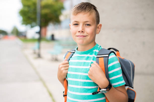 istock Pre teen boy outside at school 852826474