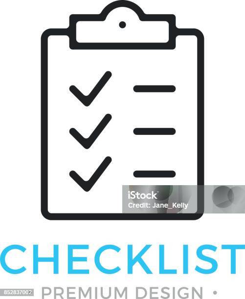 Checklist Line Icon Clipboard With Checkmarks List With Ticks Check Marks Task Is Done Work Is Finished Concept Black Vector Checklist Icon Stock Illustration - Download Image Now