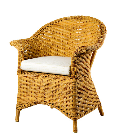 Wicker chair isolated on white background. Clipping path.