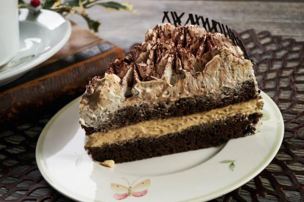 istock Cup of tea and Delicious chocolate cake with whipped cream 852908972