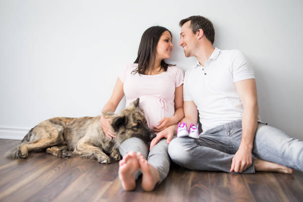 istock Young couple expecting baby and their dog 852935074