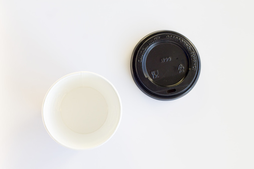 Empty paper cup for coffee with a lid