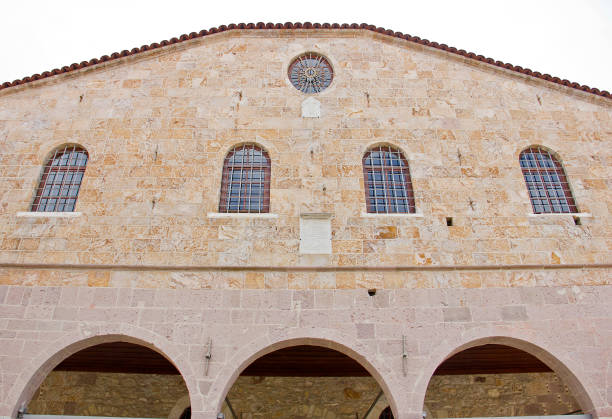 Taksiyarhis Church view which was built in 1873 in old touristic town, Old ayvalik Island, Balikesir. It is a small greek church in the northwestern Aegean Sea, off the coast of Ayvalik in Balikesir Turkey.