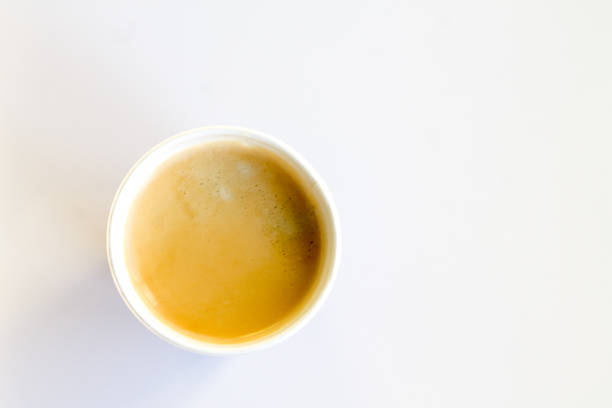 istock Coffee to go with foam in a paper cup on a white background 852945004