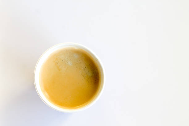 istock Coffee to go with foam in a paper cup on a white background 852945152