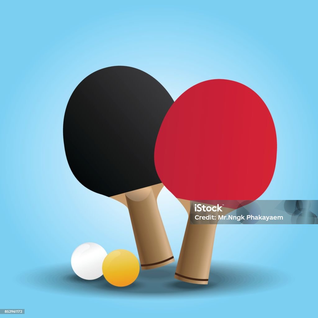 Doubles Racket Design Two Rackets Design For Playing Table Tennis On Light Blue Background ...
