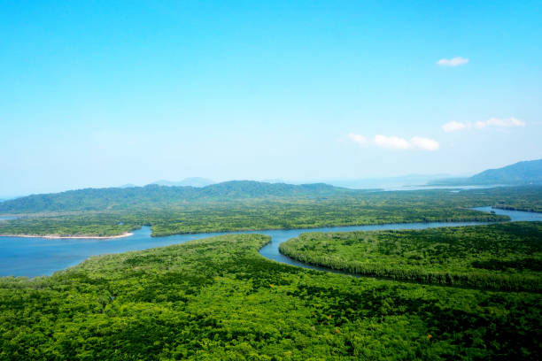 istock Island and sky view - photo through clear glass 852981194