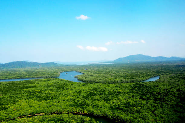 istock Island and sky view - photo through clear glass 852981756