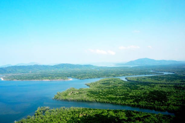 istock Island and sky view - photo through clear glass 852985094
