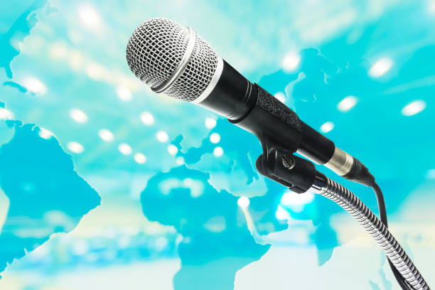 istock Microphone background are meeting rooms. 852999698