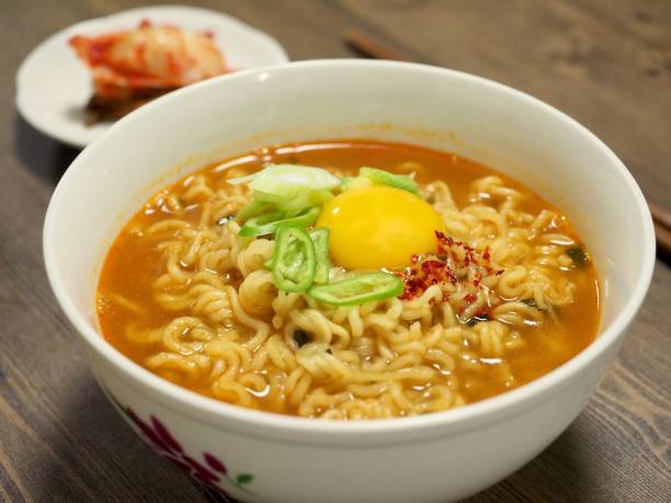 Korean food ramen stock photo