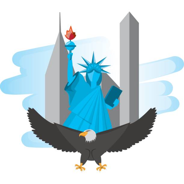 cute statue of liberty with eagle in new york city cute statue of liberty with eagle in new york city, vector illustration 4th century bc stock illustrations