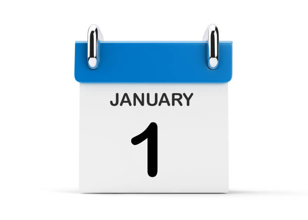 istock 3d Blue Calendar Standing On White Background.January 853028968