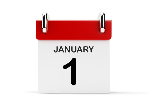 3d Red Calendar Standing On White Background.With Clipping Path