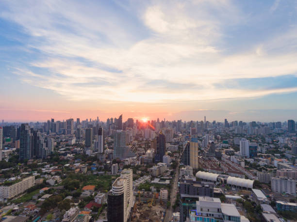 istock Aerial view of dramatic sunset. 853055106