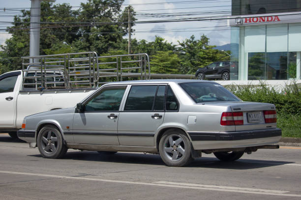 Private old Car Volvo 740 Chiang mai, Thailand - September 5, 2017: Private old Car Volvo 740. Photo at road no.1001 about 8 km from downtown Chiangmai, thailand. volvo 740 stock pictures, royalty-free photos & images