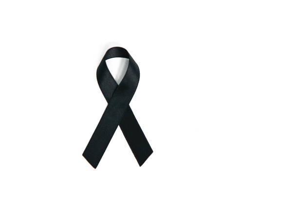 istock Mourning ribbons on the white screen 853111238
