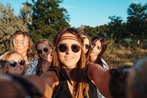 istock Beautiful girls make selfie 853119232