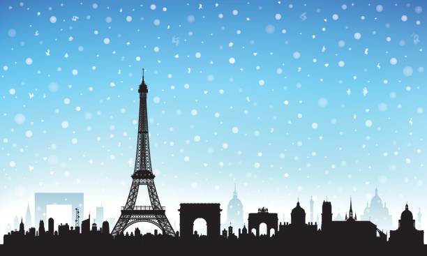 Paris (All Buildings are Complete and Moveable) Paris. All buildings are complete, detailed and moveable. eiffel tower winter stock illustrations