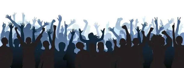 Vector illustration of Crowd. People Are Complete (a Clipping Path Hides the Legs)