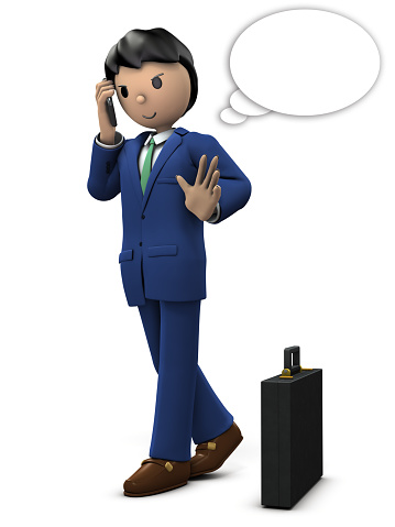 Businessman talking on smartphone. 3D illustration.