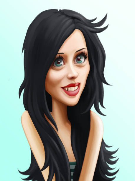 istock Cute brunette girl. Funny cartoon illustration. 853138880