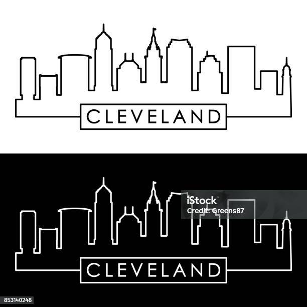 Cleveland Linear Skyline Line Art Editable Vector File Stock Illustration - Download Image Now