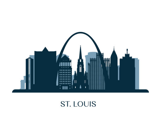 St. Louis skyline, monochrome silhouette. Vector illustration. St. Louis skyline, monochrome silhouette. Vector illustration. st louis skyline stock illustrations