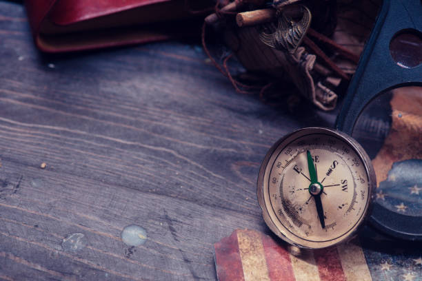 istock Columbus day and world map with compass 853146666