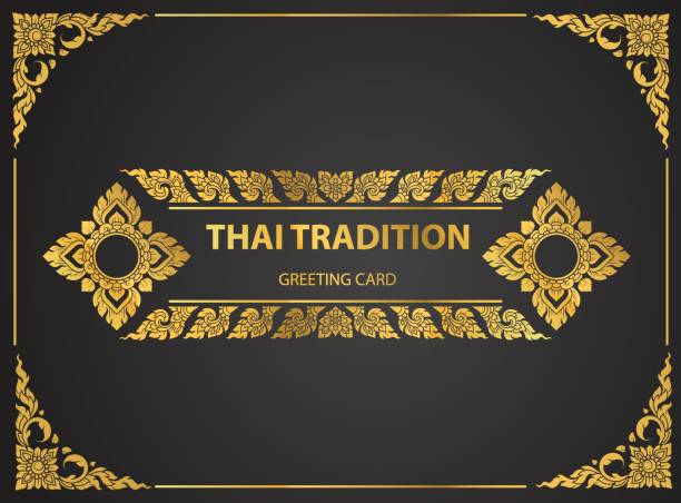 illustrations, cliparts, dessins animés et icônes de élément de l’art thaïlandais or design traditionnel pour les cartes de voeux, livre cover.vector - thai motifs