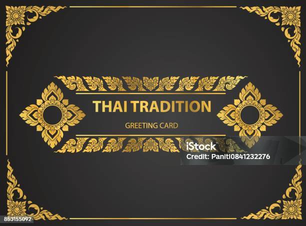 Thai Art Element Traditional Design Gold For Greeting Cards Book Covervector Stock Illustration - Download Image Now