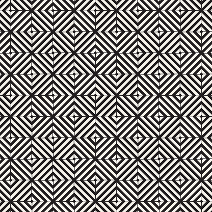 Crosshatch vector seamless geometric pattern. Crossed graphic rectangles background. Checkered motif. Seamless black and white texture of crosshatched bold lines. Trellis simple fabric print.