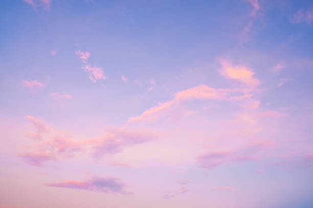 beautiful sky landscape at sunset Nature background of beautiful sky landscape at sunset - serenity and rose quartz color filter clear morning sky stock pictures, royalty-free photos & images