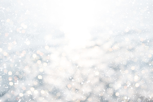 Christmas background - white glitter christmas abstract snow with blur bokeh light background.