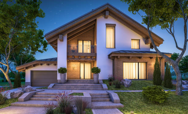 istock 3d rendering of modern cozy house in chalet style 853174466