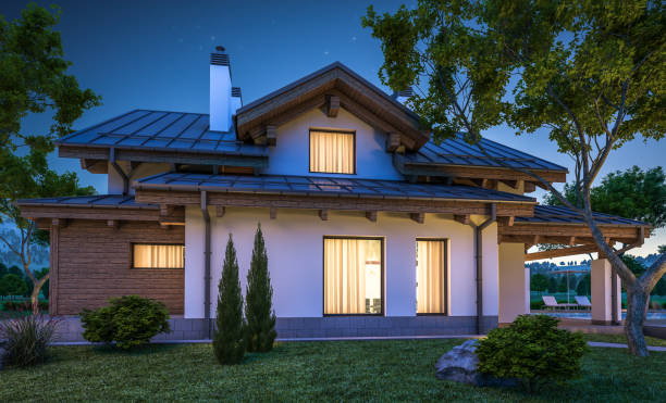 istock 3d rendering of modern cozy house in chalet style 853174748