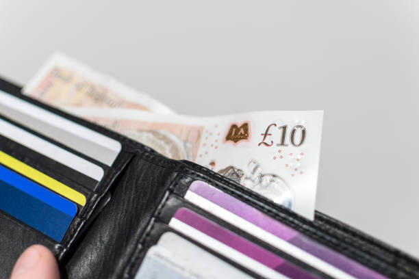 istock 2017 design £10 note - UK Currency in a wallet 853188472